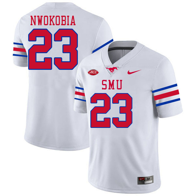 SMU Mustangs #23 Isaiah Nwokobia College Football Jerseys Stitched Sale-White